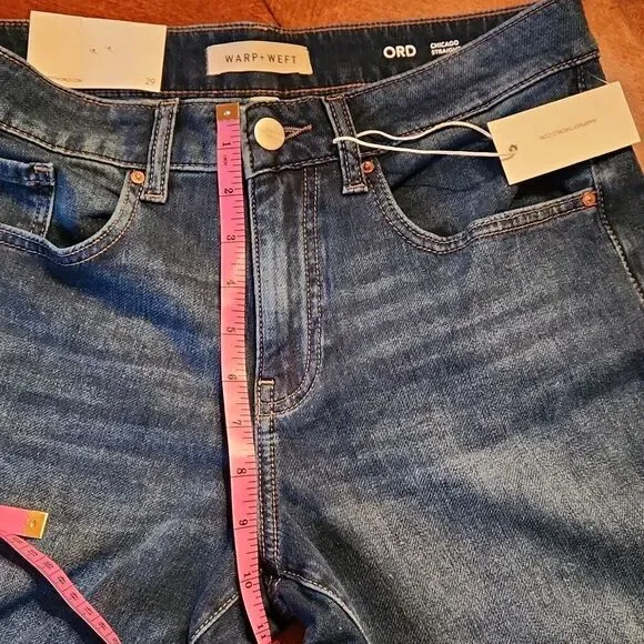 Warp + Weft Chicago Straight Leg Mid Rise Jeans, 30 X 32, Blue Wash Denim - Picture 6 of 11